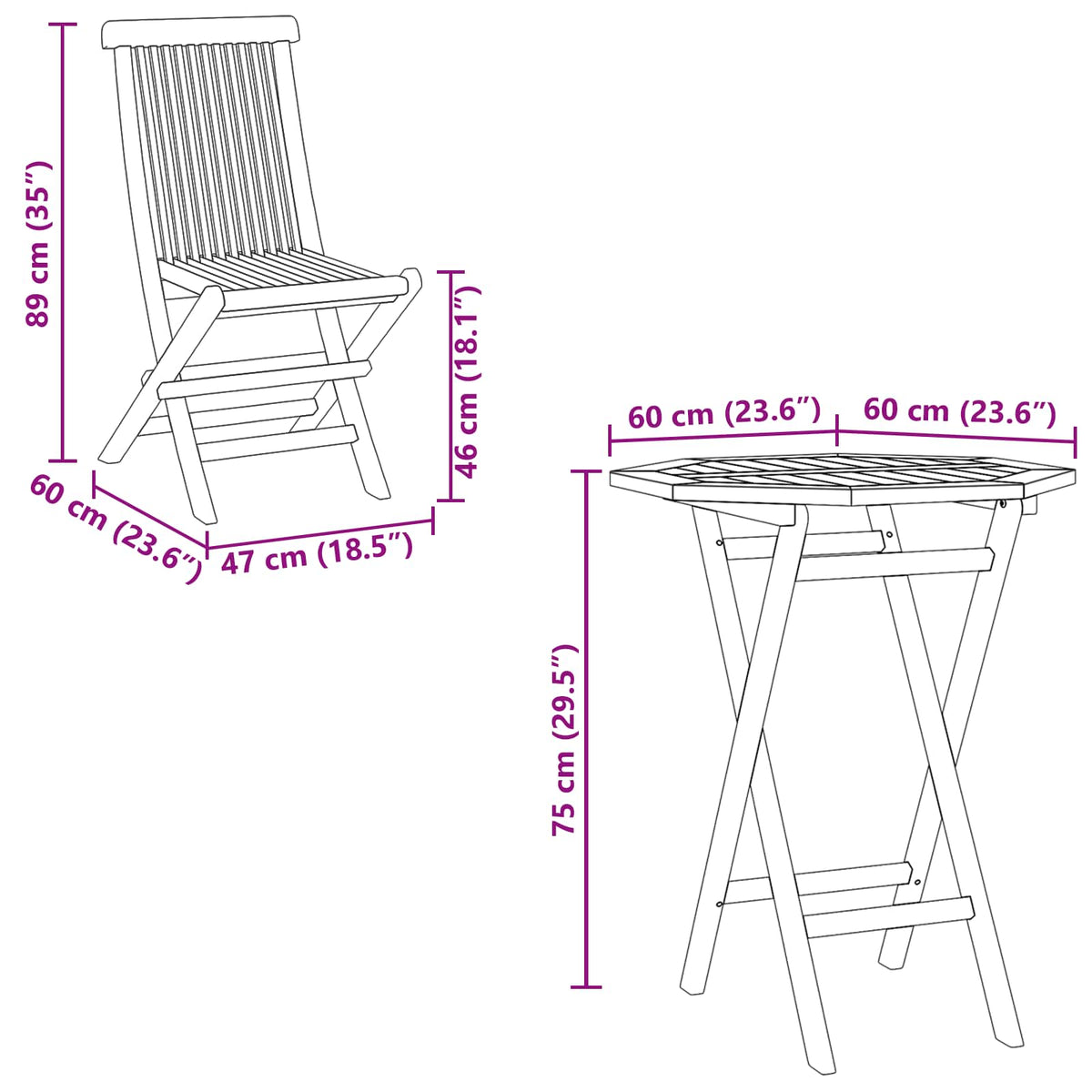 Garden Set 5 pcs Brown Solid Teak Wood