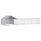 Chicken Coop with Roof and Yard 2 pcs Silver 7 x 2 x 1.5 m - Front View