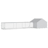 Chicken Coop with Roof and Yard 2 pcs Silver 7 x 2 x 1.5 m - 45-Degree Angle