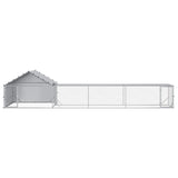 Chicken Coop with Roof and Yard 2 pcs Silver 7 x 2 x 1.5 m - Side View