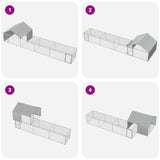 Chicken Coop with Roof and Yard 2 pcs Silver 7 x 2 x 1.5 m - Extra Image