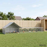 Chicken Coop with Roof and Yard 2 pcs Silver 800 x 200 x 190 cm