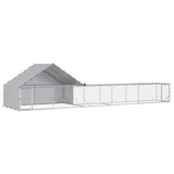 Chicken Coop with Roof and Yard 2 pcs Silver 800 x 200 x 190 cm