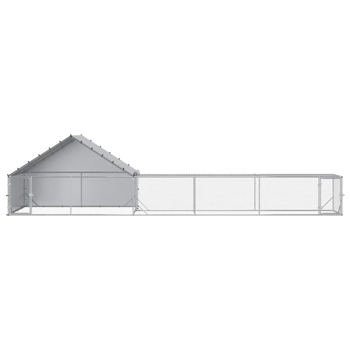 Chicken Coop with Roof and Yard 2 pcs Silver 800 x 200 x 190 cm