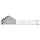 Chicken Coop with Roof and Yard 2 pcs Silver 800 x 200 x 190 cm