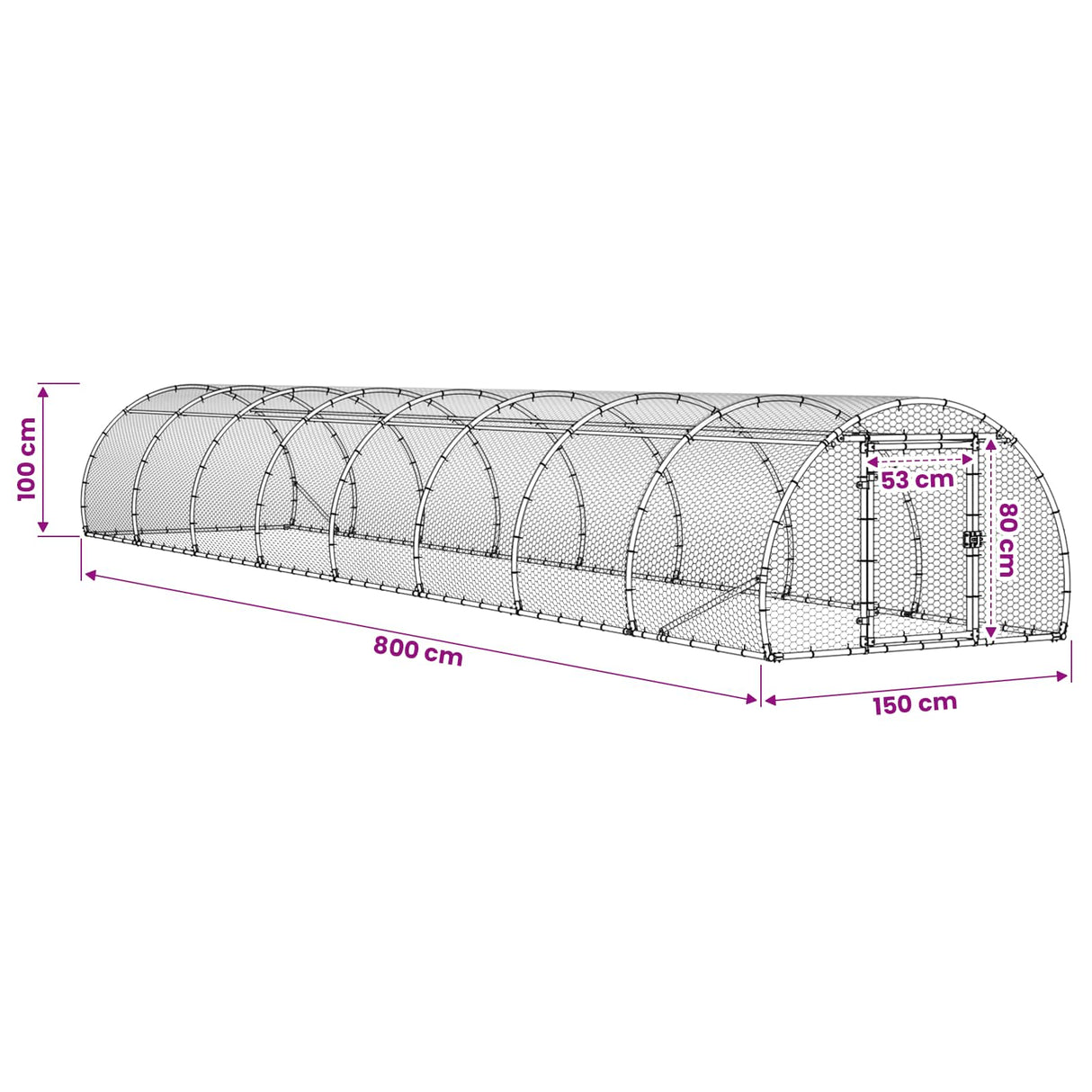 Chicken Coop Silver 800 x 150 x 100 cm Galvanised Steel
