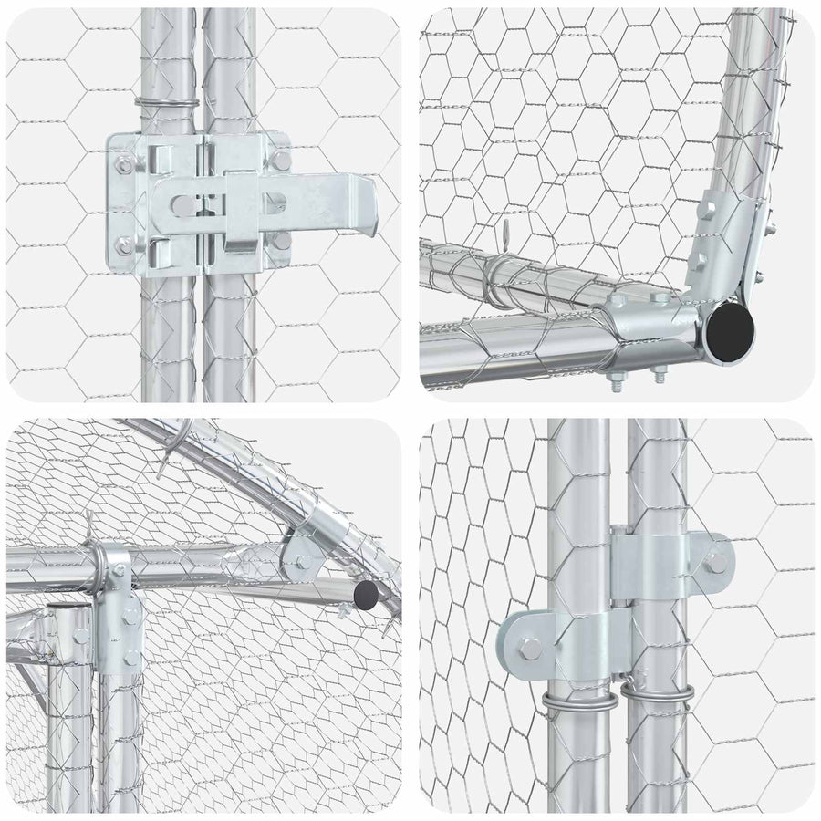 Chicken Coop Silver 400 x 150 x 100 cm Galvanised Steel