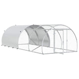 Chicken Coop Silver 400 x 150 x 100 cm Galvanised Steel - Side View
