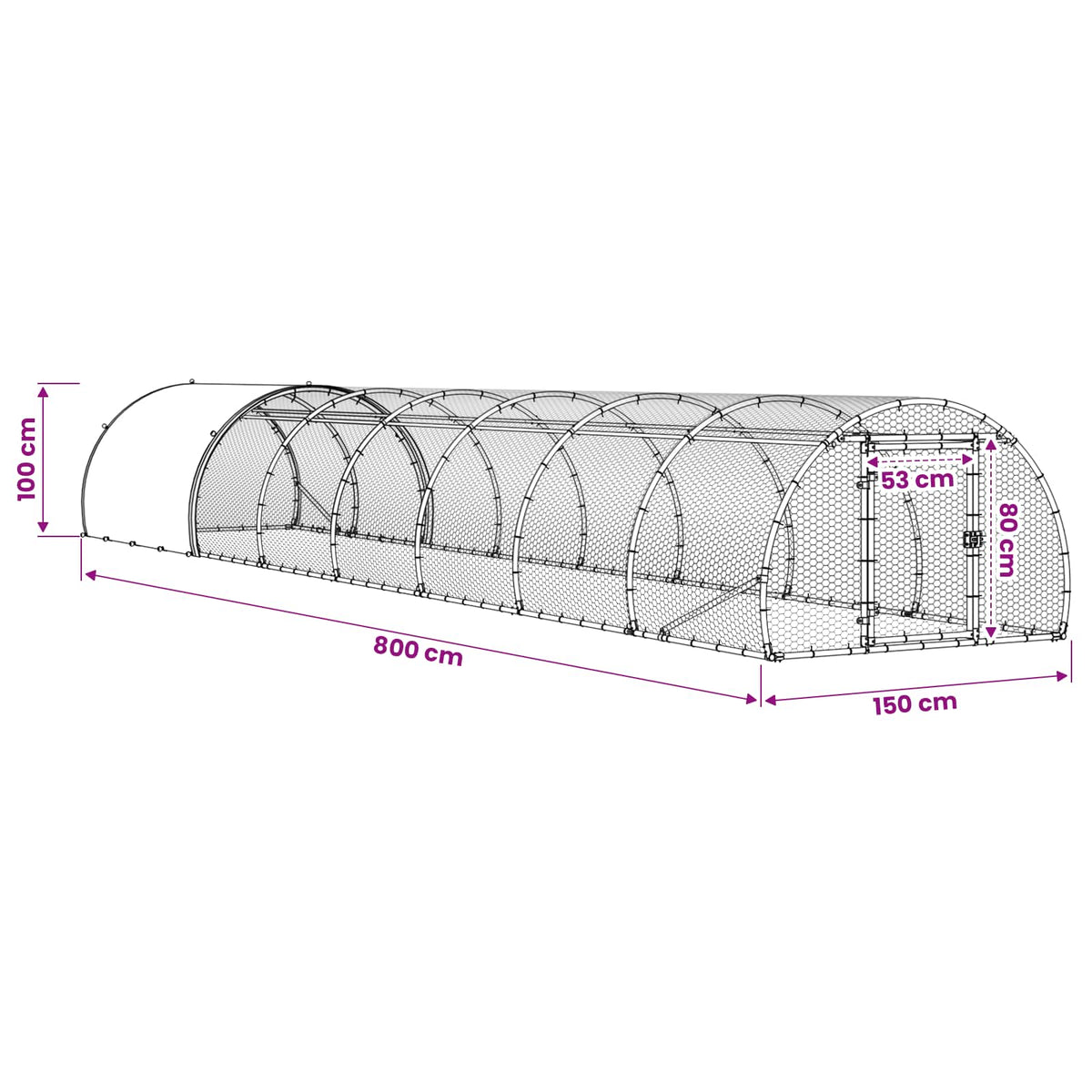 Chicken Coop Silver 800 x 150 x 100 cm Galvanised Steel