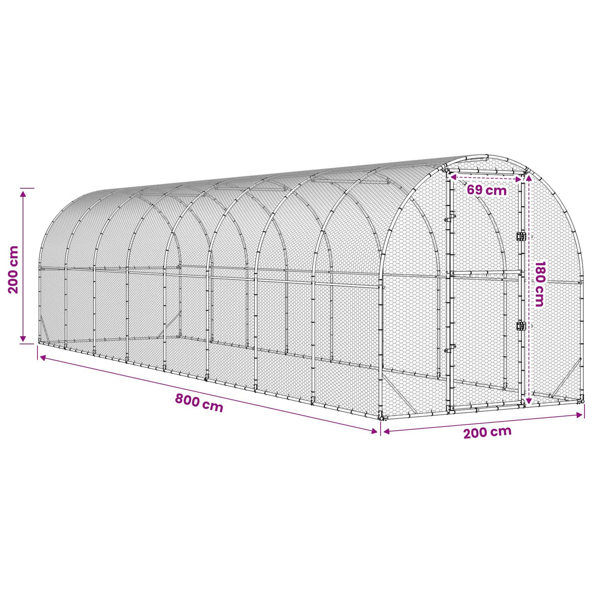 Chicken Coop Silver 800 x 200 x 200 cm Galvanised Steel