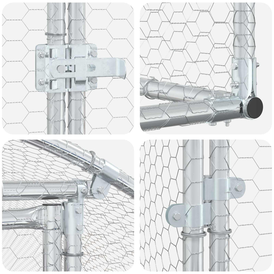 Chicken Coop Silver 400 x 200 x 200 cm Galvanised Steel, image 7