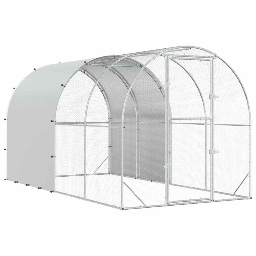 Chicken Coop Silver 400 x 200 x 200 cm Galvanised Steel, image 2