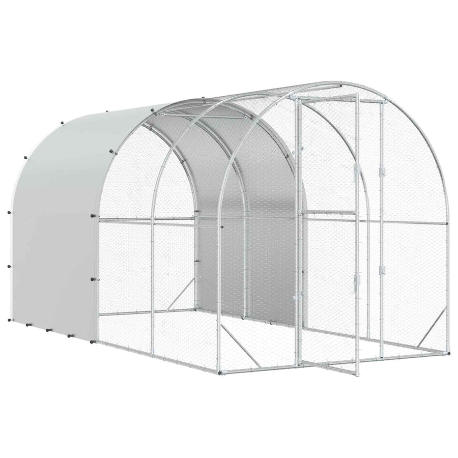 Chicken Coop Silver 400 x 200 x 200 cm Galvanised Steel, image 3