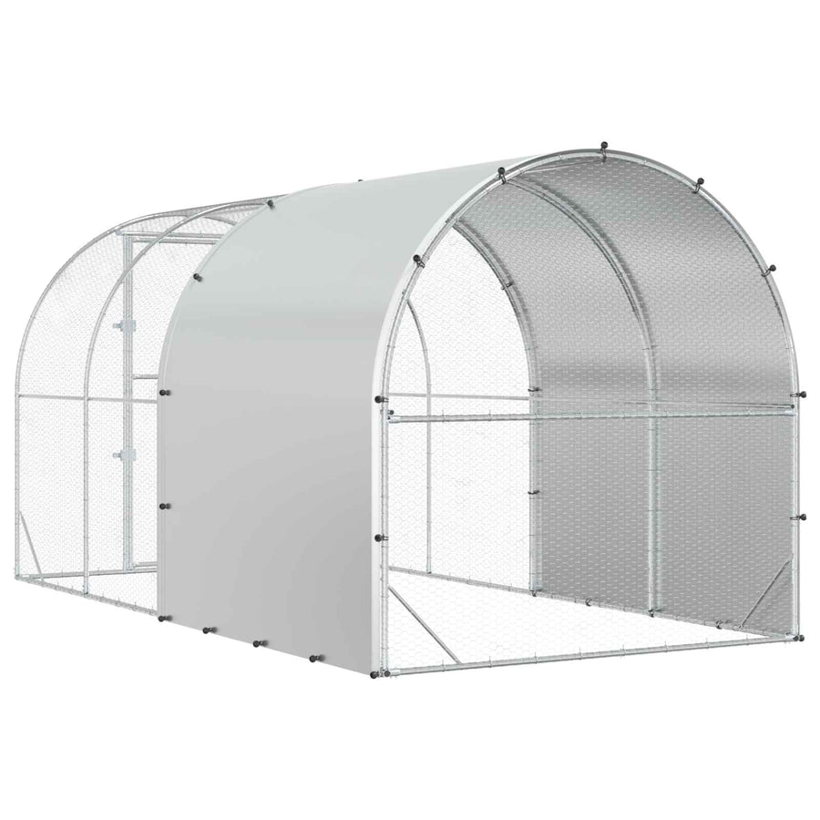 Chicken Coop Silver 400 x 200 x 200 cm Galvanised Steel, image 6