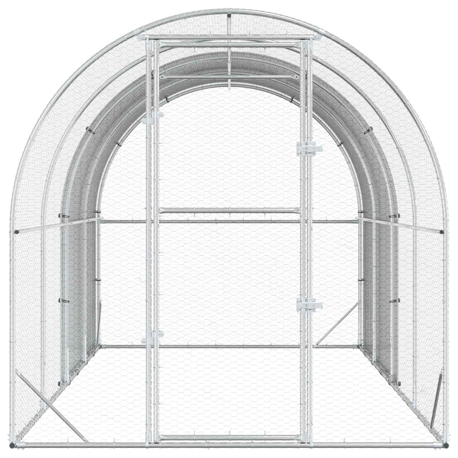 Chicken Coop Silver 400 x 200 x 200 cm Galvanised Steel, image 4
