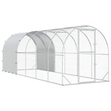 Chicken Coop Silver 600 x 200 x 200 cm Galvanised Steel - Front View