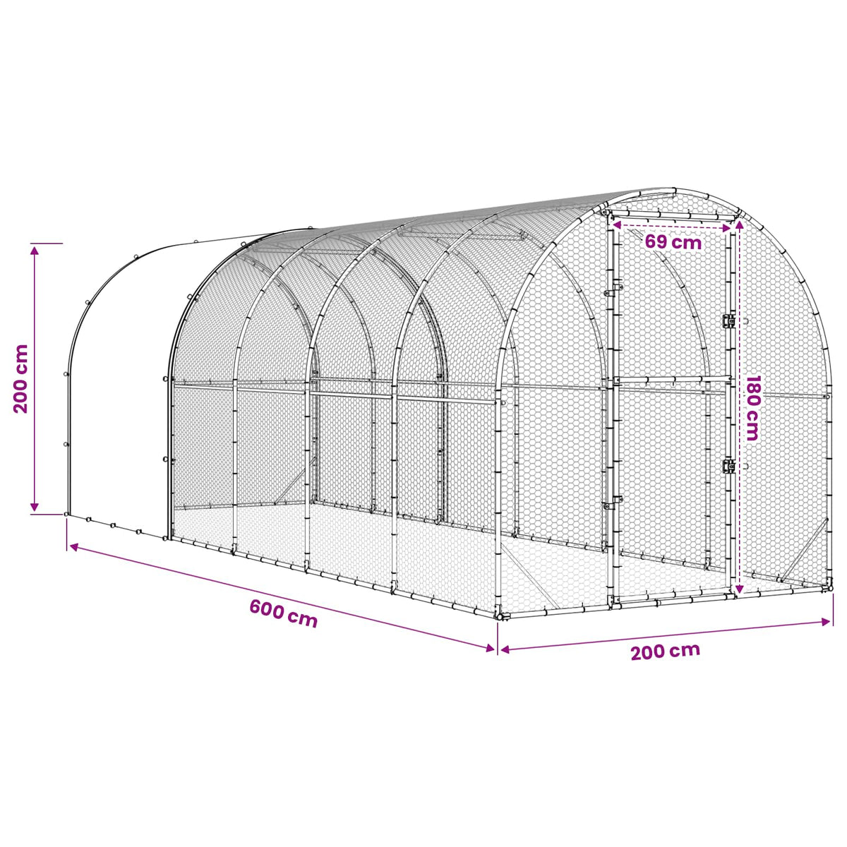 Chicken Coop Silver 600 x 200 x 200 cm Galvanised Steel