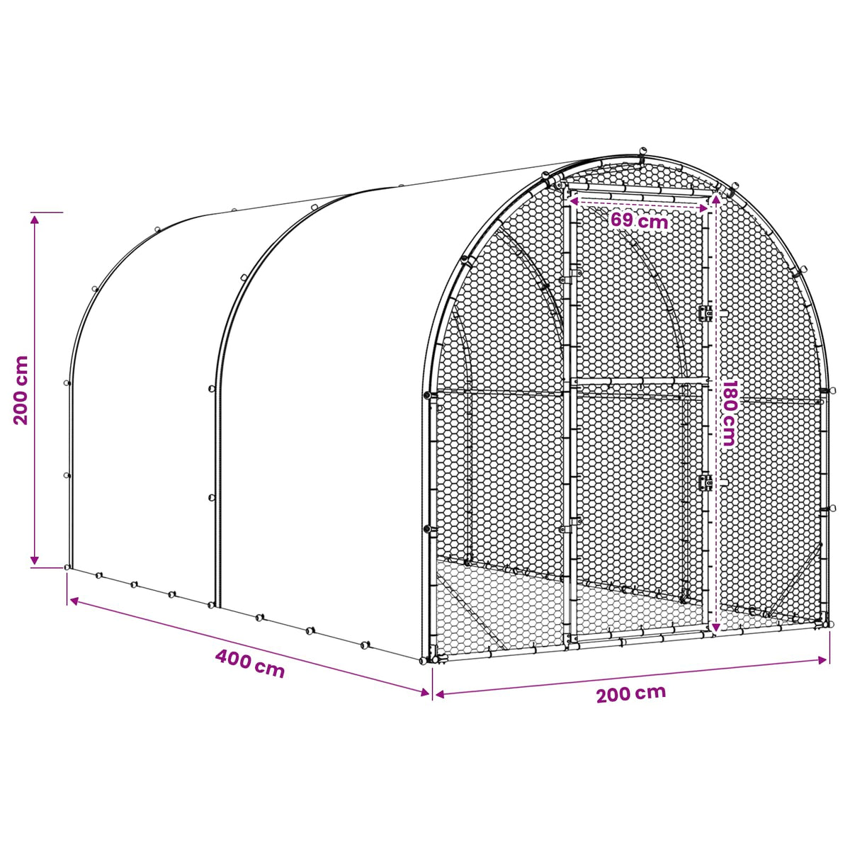 Chicken Coop Silver 400 x 200 x 200 cm Galvanised Steel