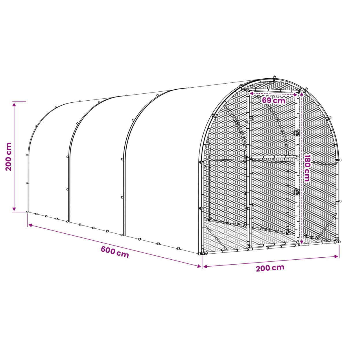 Chicken Coop Silver 600 x 200 x 200 cm Galvanised Steel