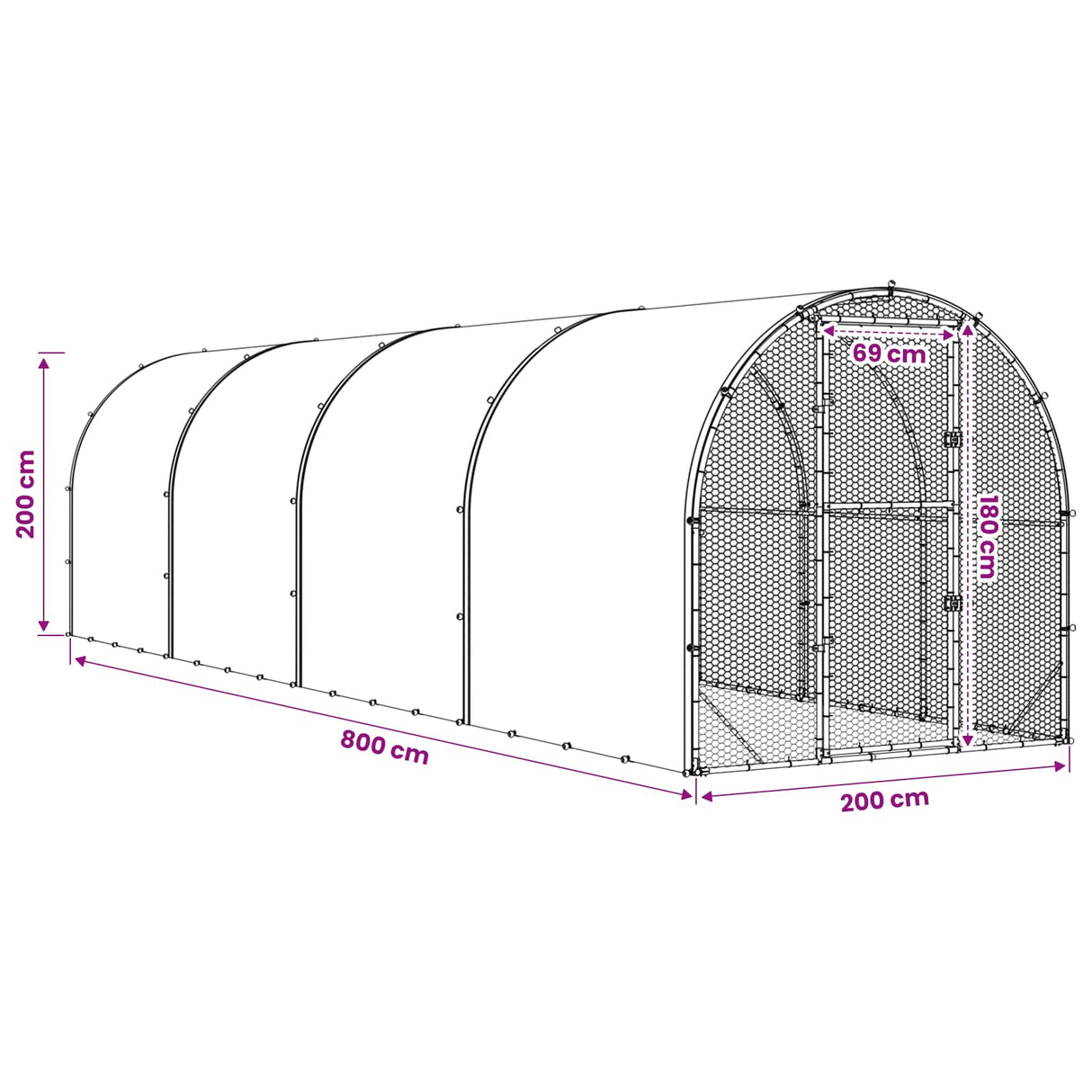 Chicken Coop Silver 800 x 200 x 200 cm Galvanised Steel