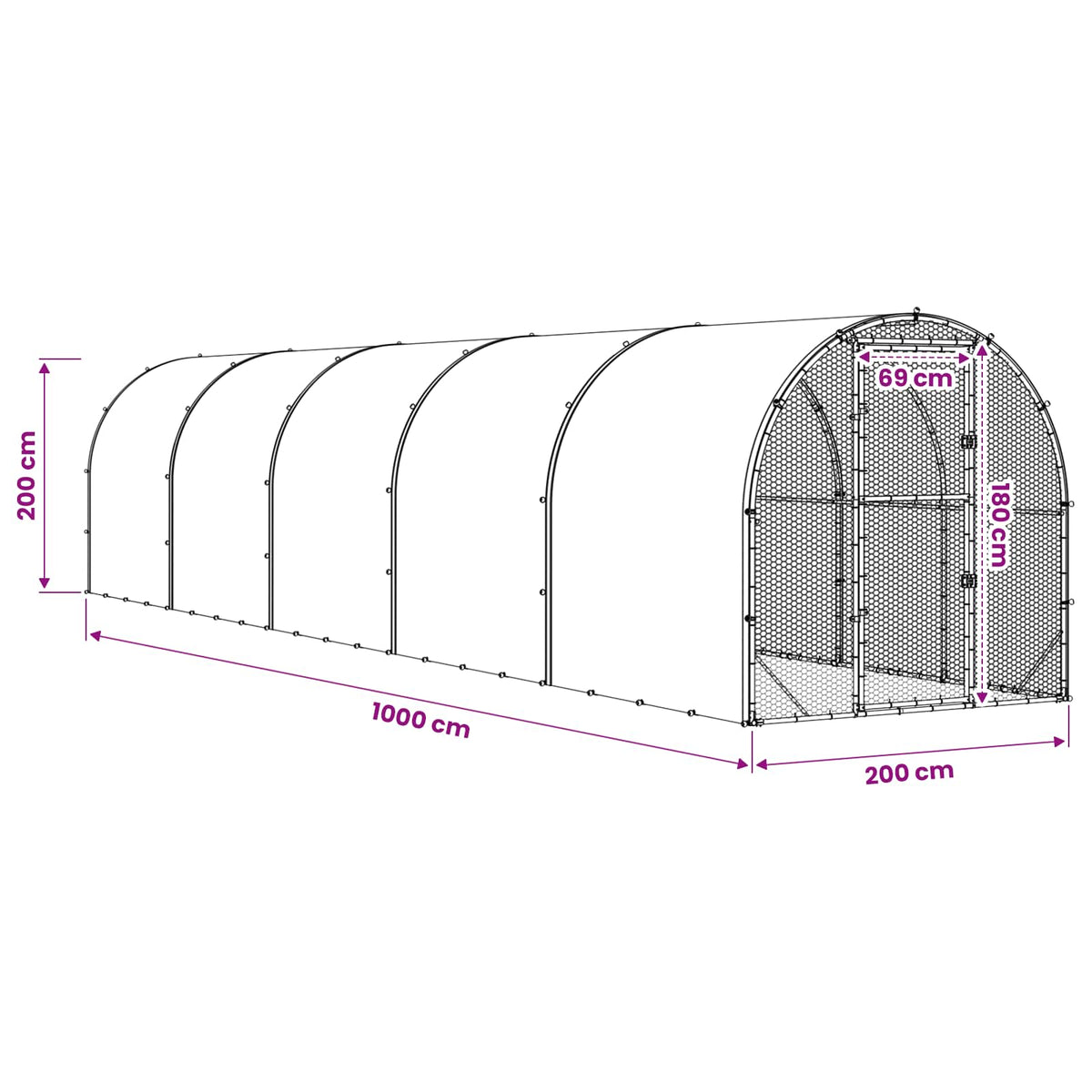 Chicken Coop Silver 1000 x 200 x 200 cm Galvanised Steel