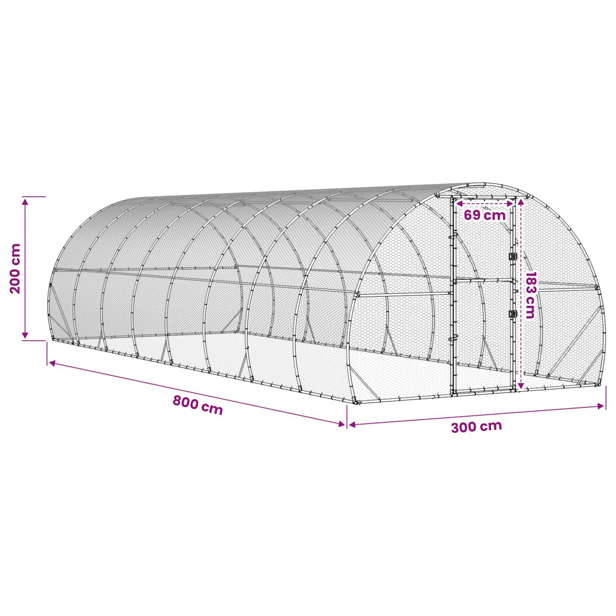 Chicken Coop Silver 800 x 300 x 200 cm Galvanised Steel
