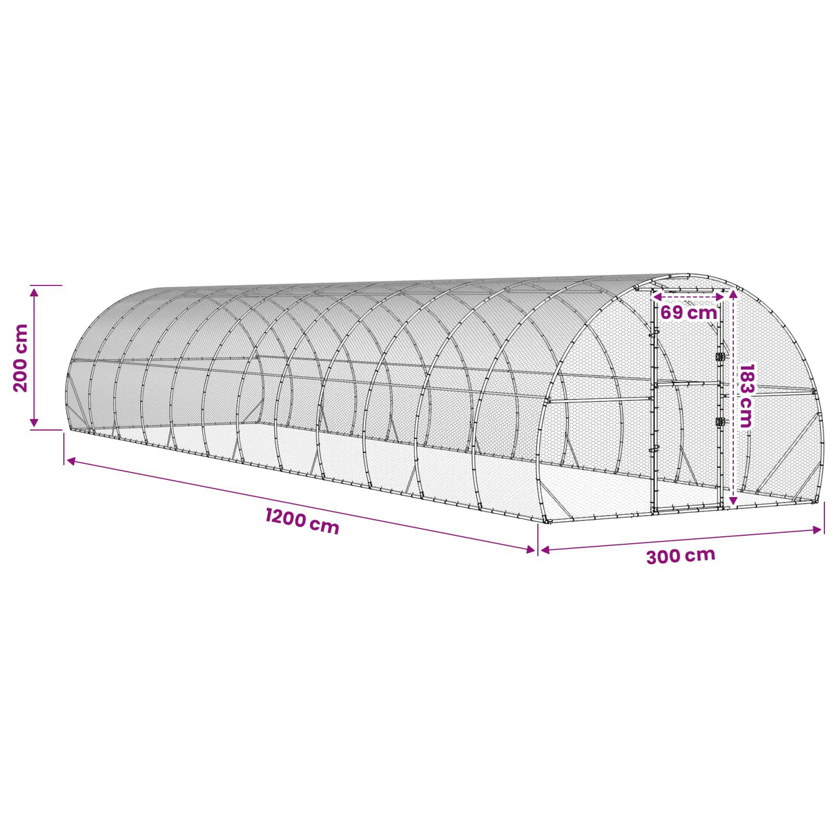 Chicken Coop Silver 1200 x 300 x 200 cm Galvanised Steel