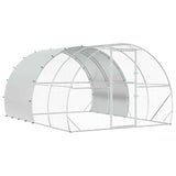 Chicken Coop Silver 400 x 300 x 200 cm Galvanised Steel - Front View