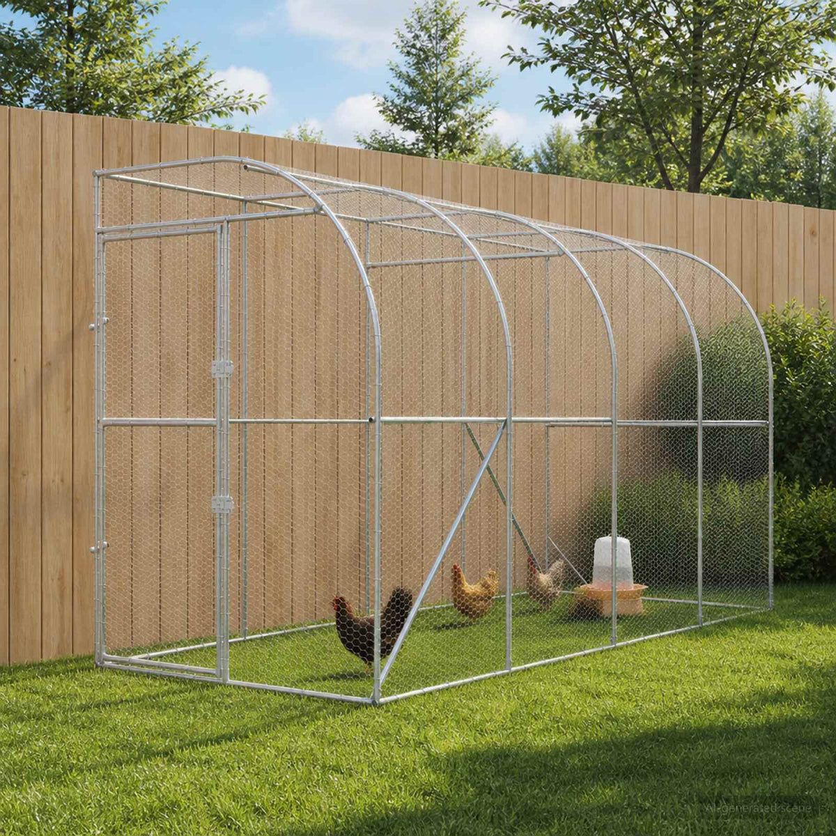 Against Wall Chicken Coop Silver 600 x 150 x 215 cm