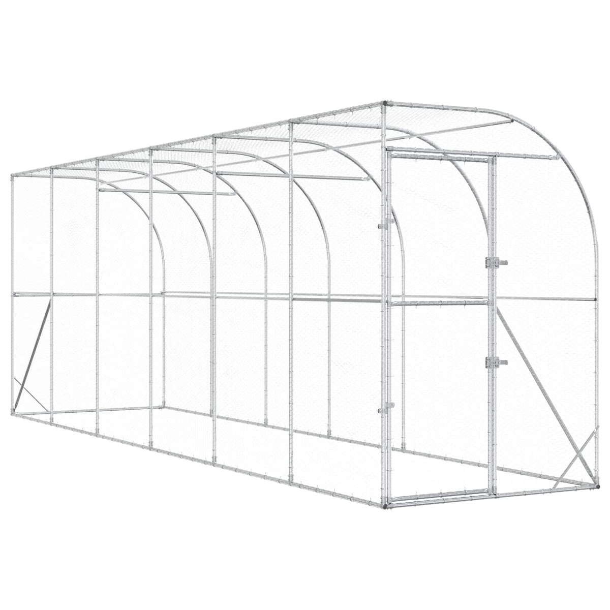 Against Wall Chicken Coop Silver 600 x 150 x 215 cm