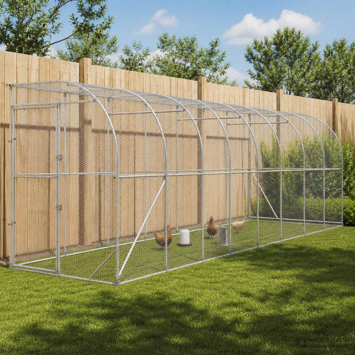 Against Wall Chicken Coop Silver 600 x 150 x 215 cm