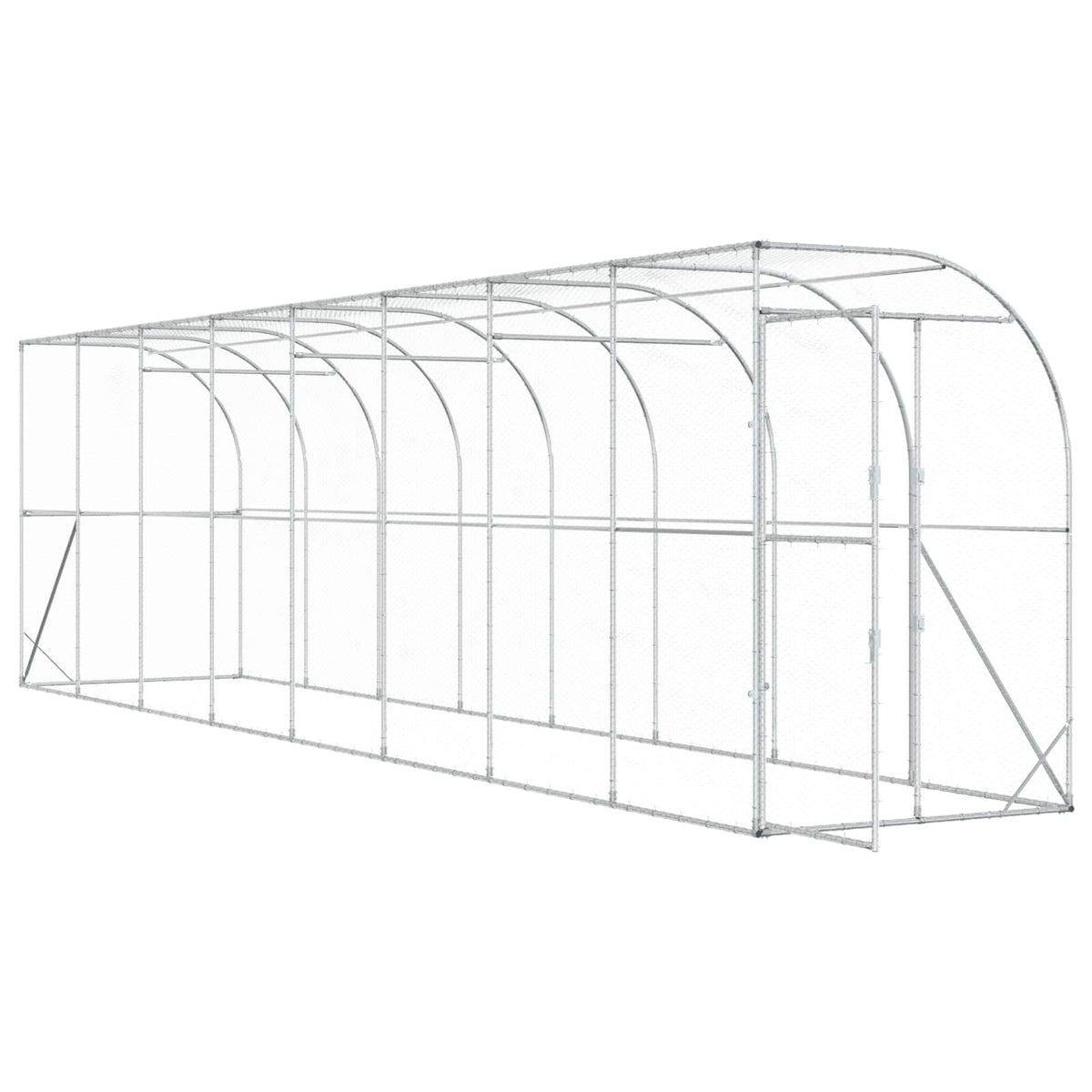 Against Wall Chicken Coop Silver 600 x 150 x 215 cm