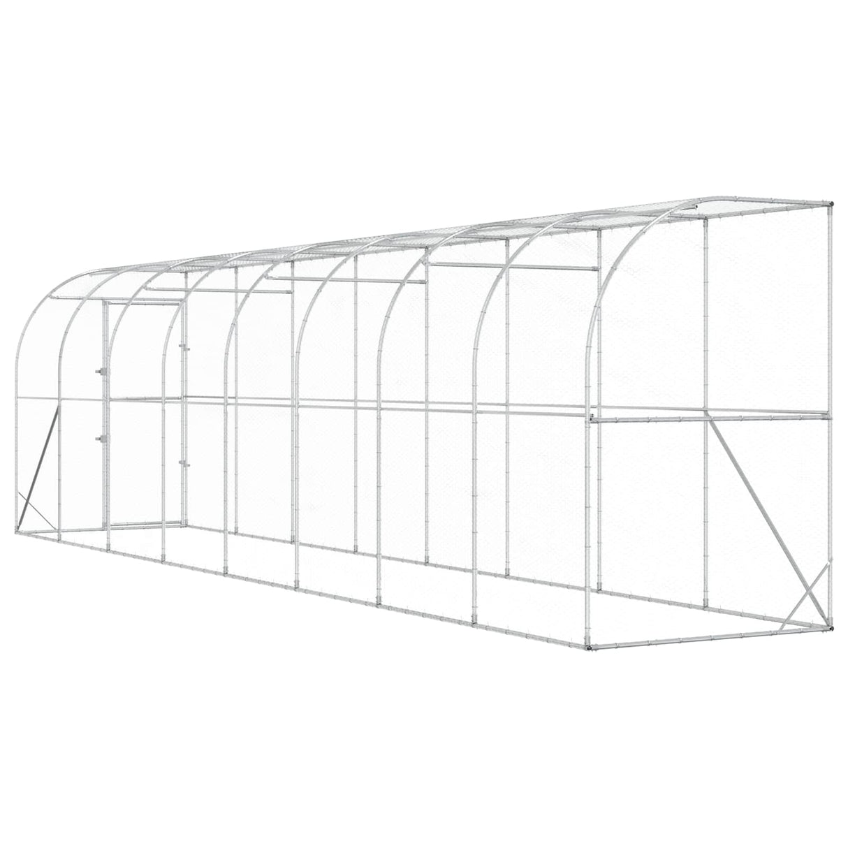 Against Wall Chicken Coop Silver 600 x 150 x 215 cm