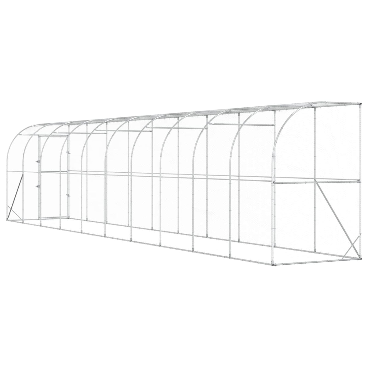 Against Wall Chicken Coop Silver 600 x 150 x 215 cm