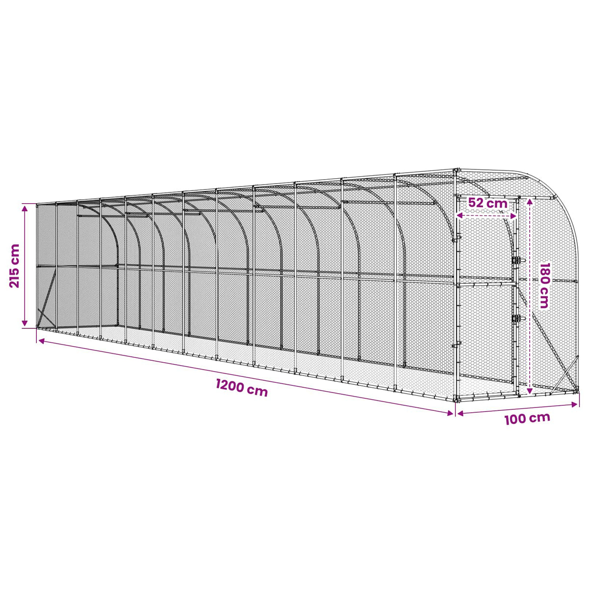 Against Wall Chicken Coop Silver 600 x 150 x 215 cm