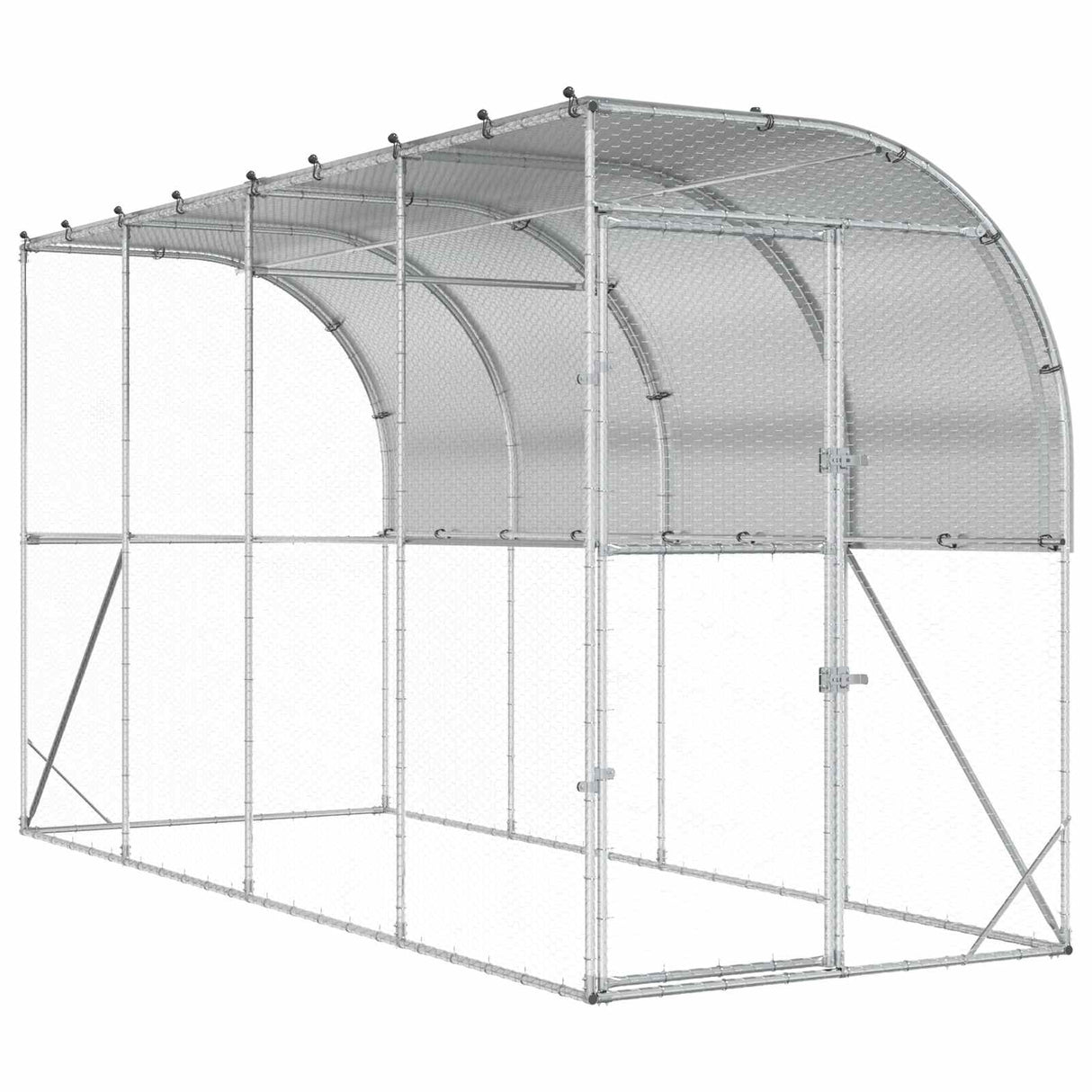 Against Wall Chicken Coop Silver 600 x 150 x 215 cm