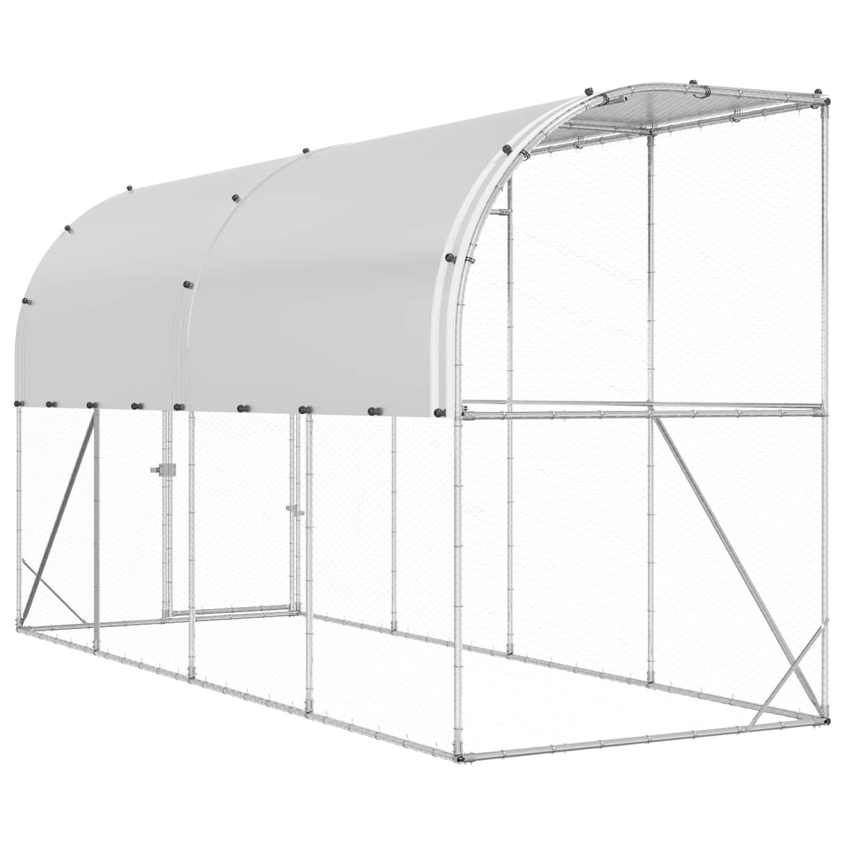 Against Wall Chicken Coop Silver 600 x 150 x 215 cm