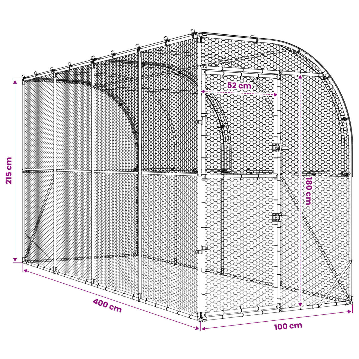 Against Wall Chicken Coop Silver 600 x 150 x 215 cm