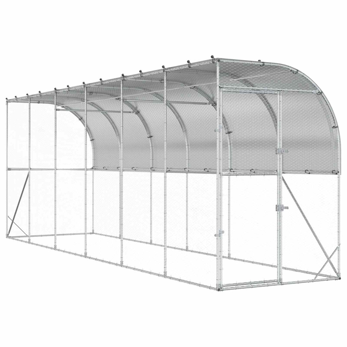Against Wall Chicken Coop Silver 600 x 150 x 215 cm
