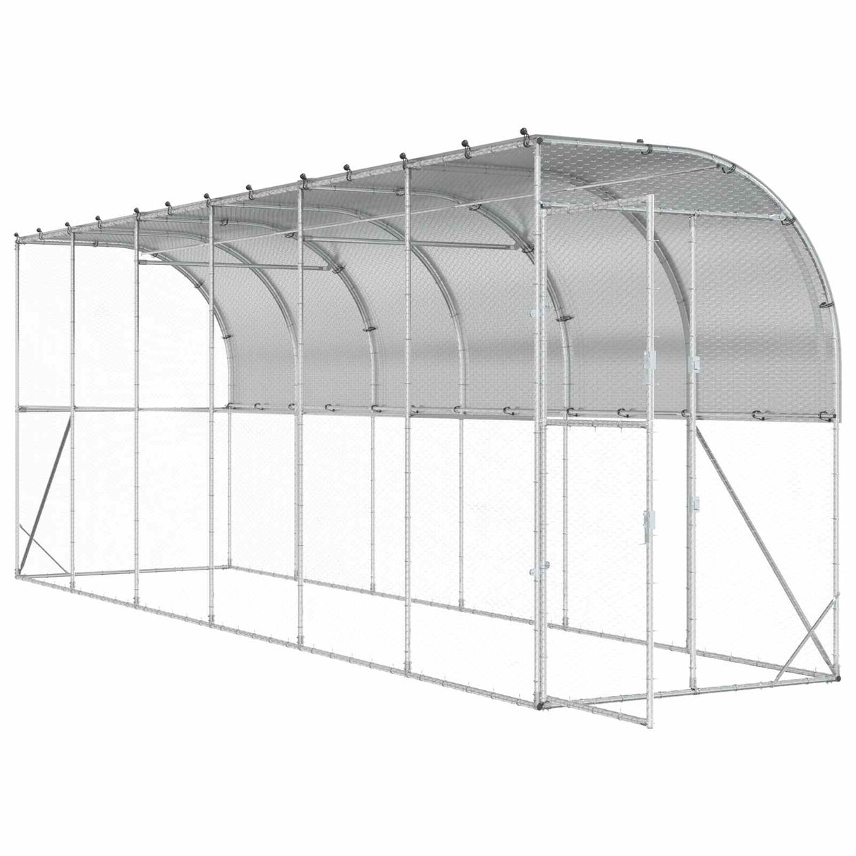 Against Wall Chicken Coop Silver 600 x 150 x 215 cm