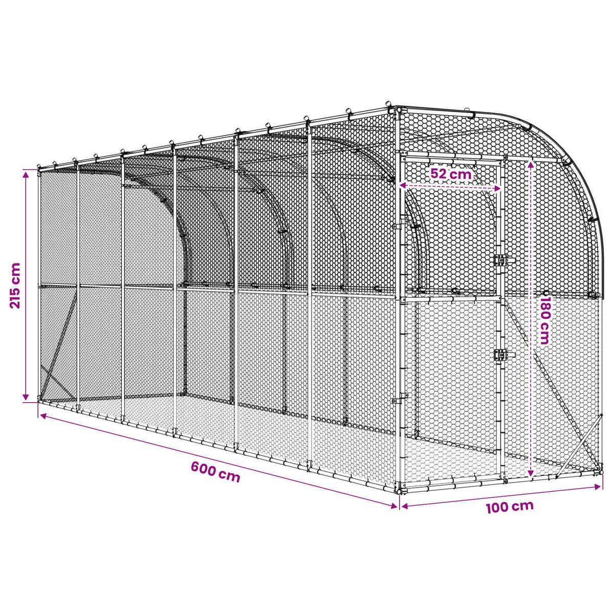 Against Wall Chicken Coop Silver 600 x 150 x 215 cm