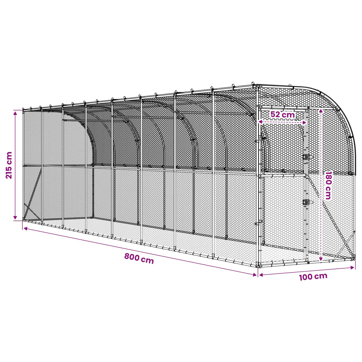 Against Wall Chicken Coop Silver 600 x 150 x 215 cm