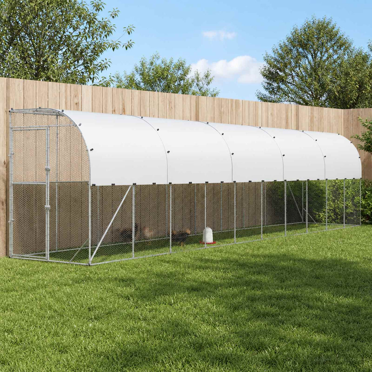 Against Wall Chicken Coop Silver 600 x 150 x 215 cm