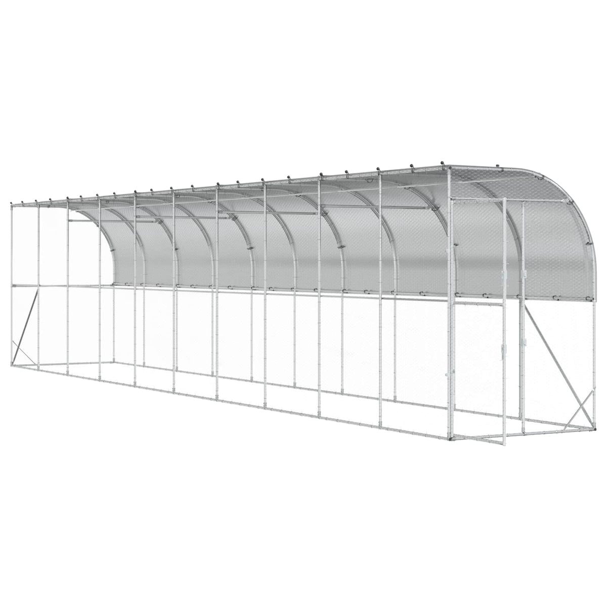Against Wall Chicken Coop Silver 600 x 150 x 215 cm