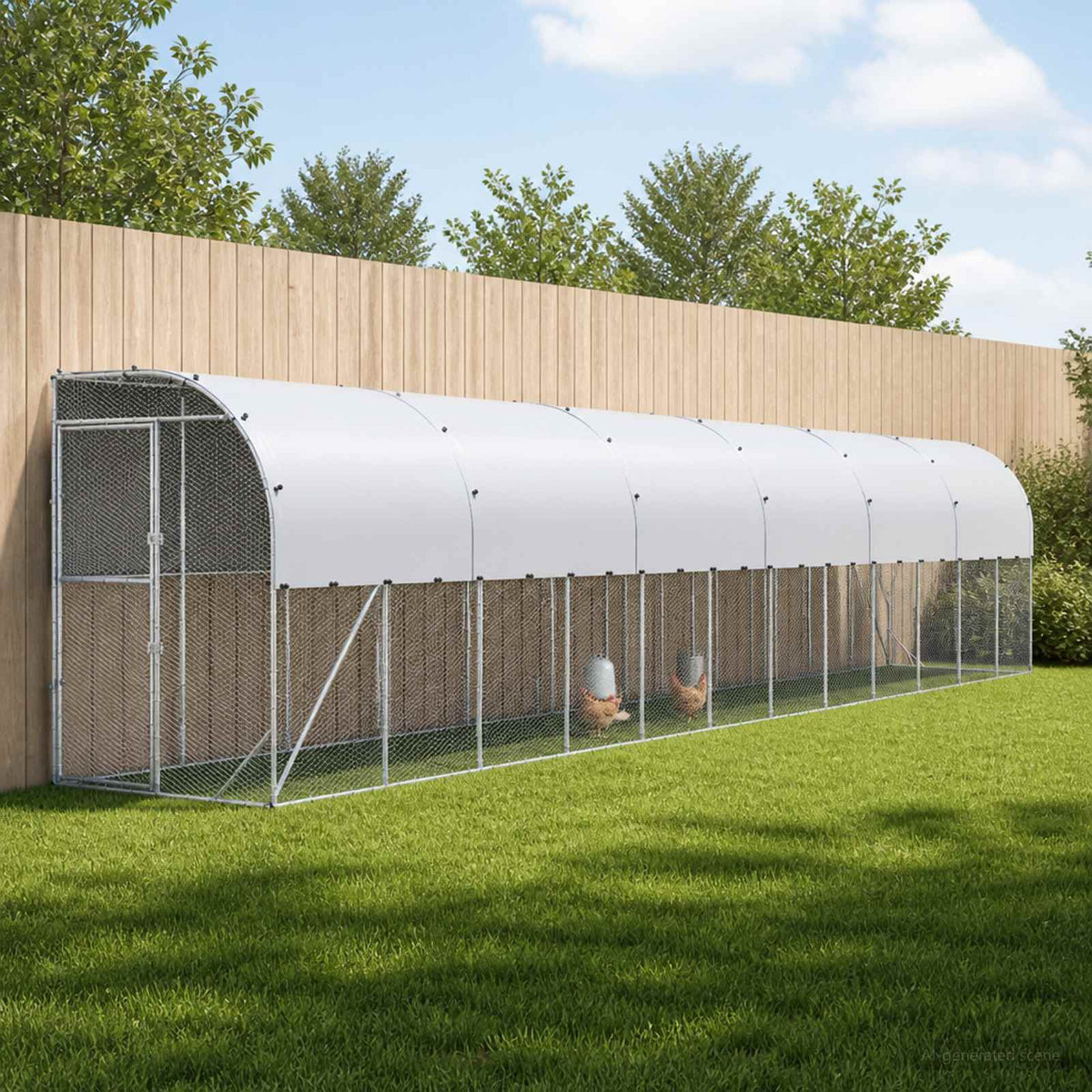 Against Wall Chicken Coop Silver 600 x 150 x 215 cm