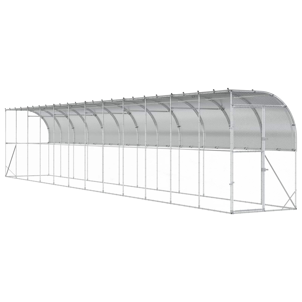 Against Wall Chicken Coop Silver 600 x 150 x 215 cm