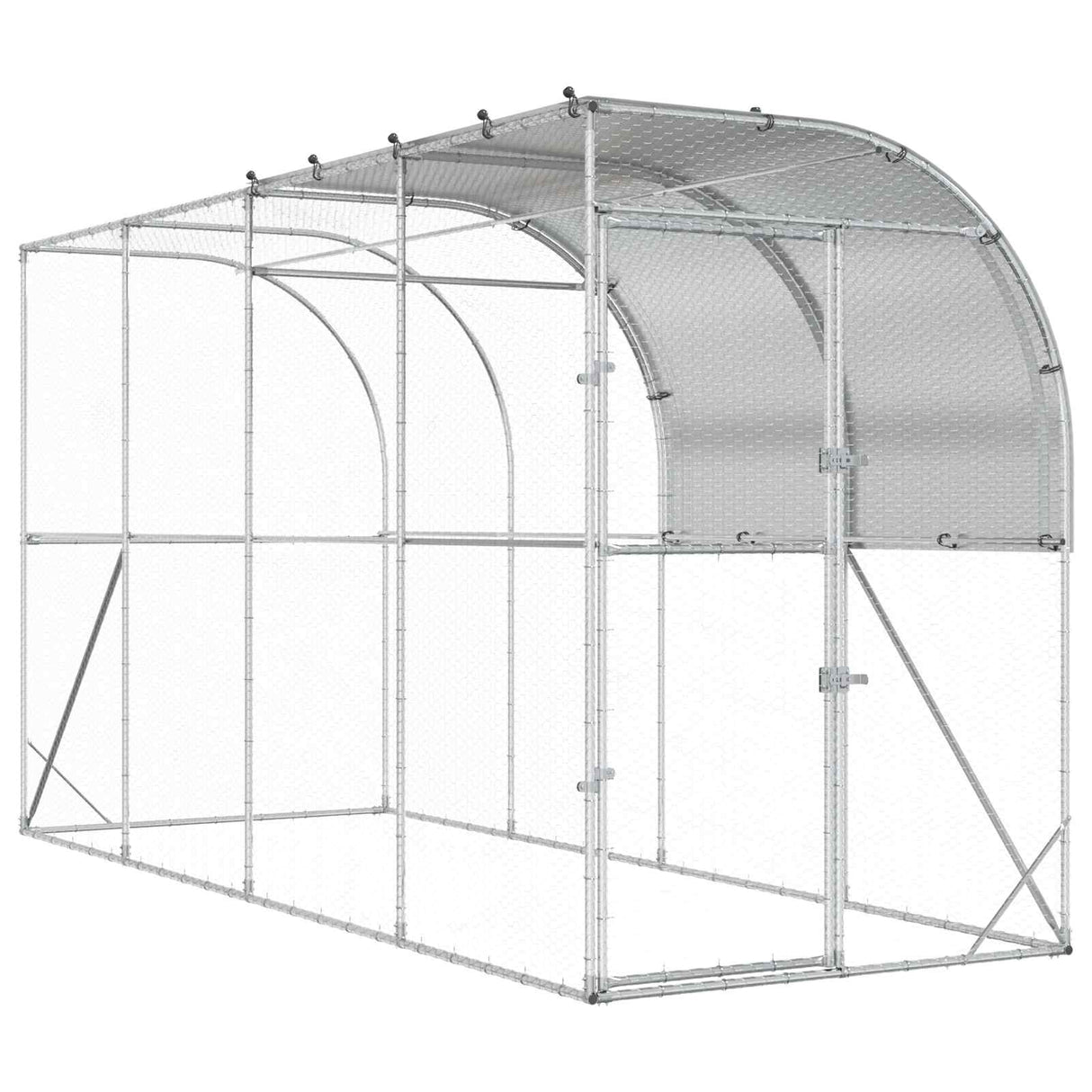 Against Wall Chicken Coop Silver 400 x 100 x 215 cm