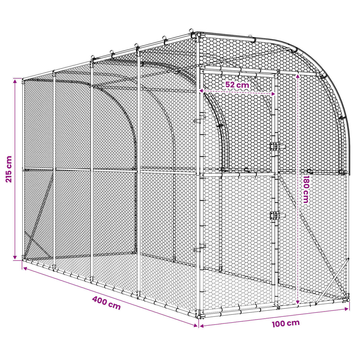 Against Wall Chicken Coop Silver 400 x 100 x 215 cm