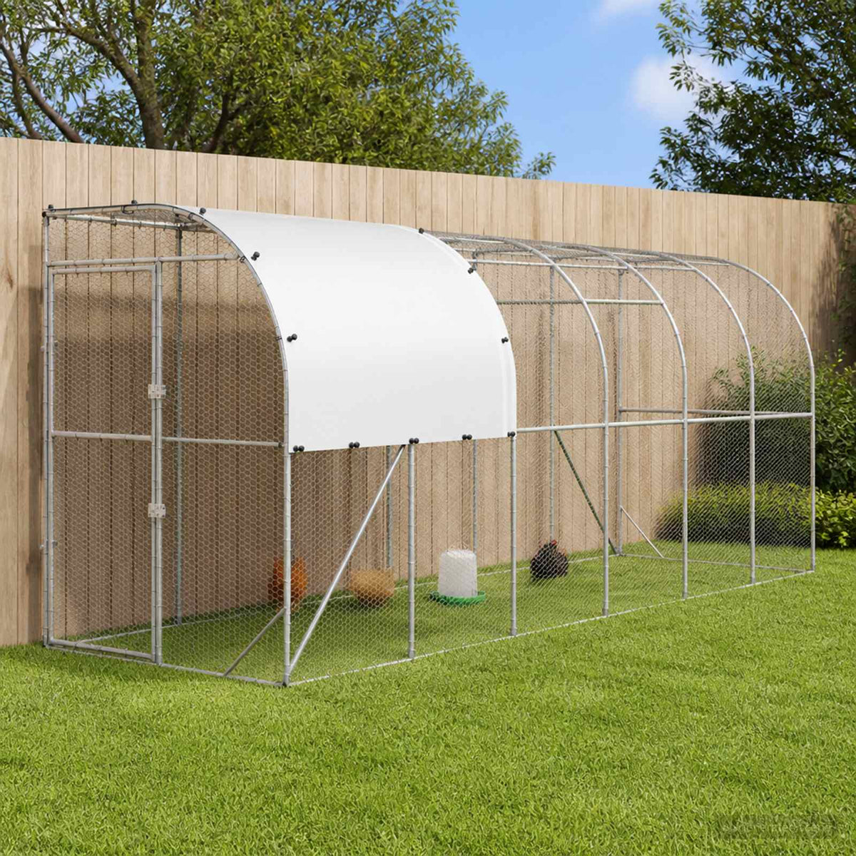 Against Wall Chicken Coop Silver 600 x 100 x 215 cm
