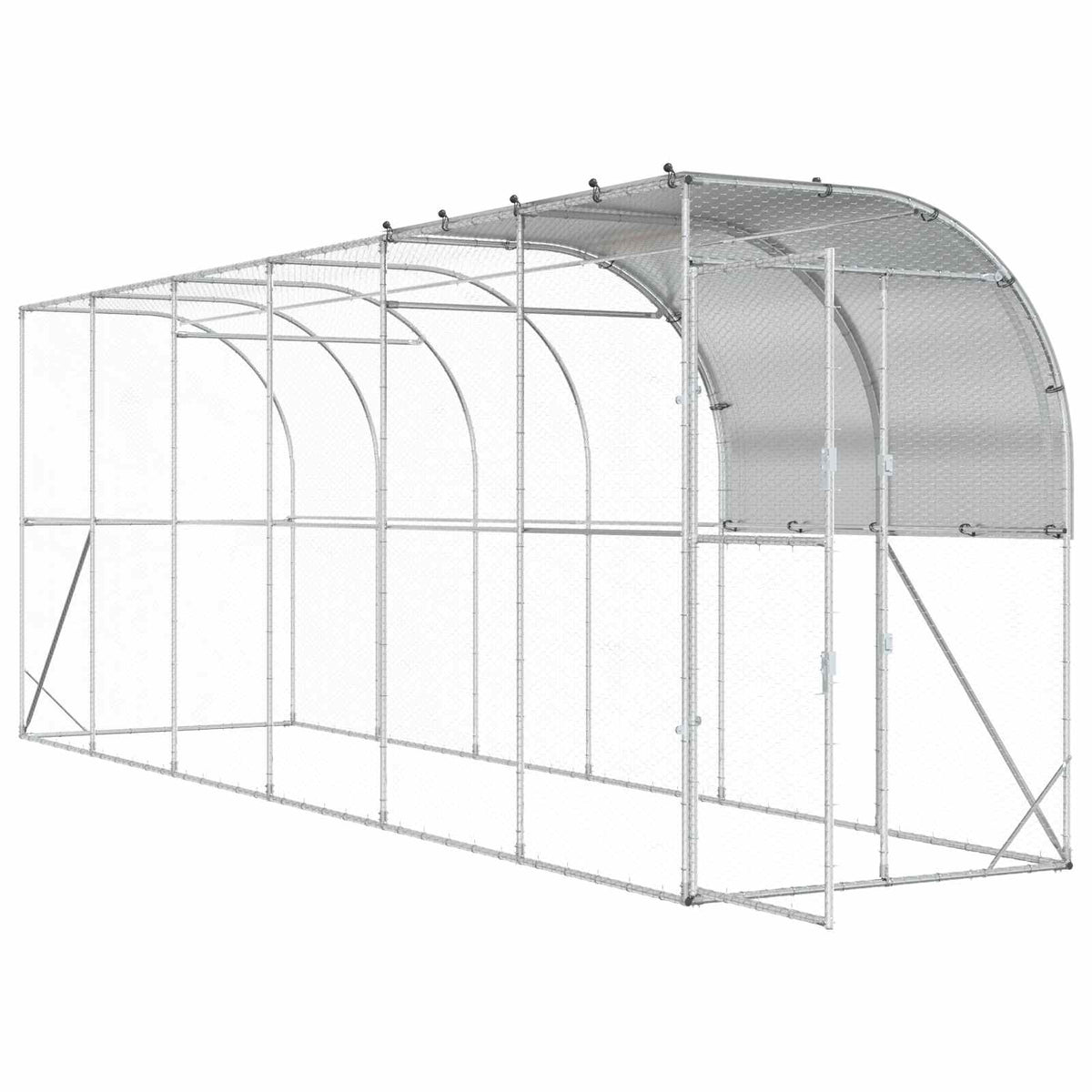Against Wall Chicken Coop Silver 600 x 100 x 215 cm